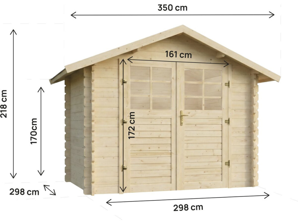 Beaufort" wooden garden shed - 10.53 m² - 349 x 301 cm - 28 mm