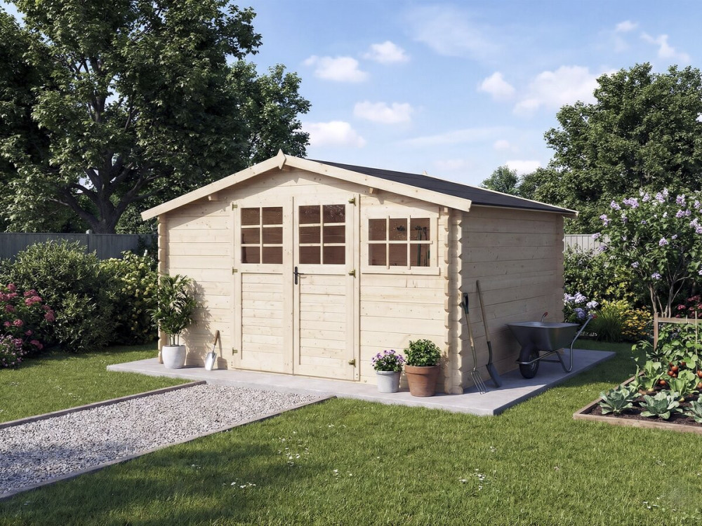 Clairval" wooden garden shed - 416 x 301 x 218 cm - 12.53 m² - 28 mm