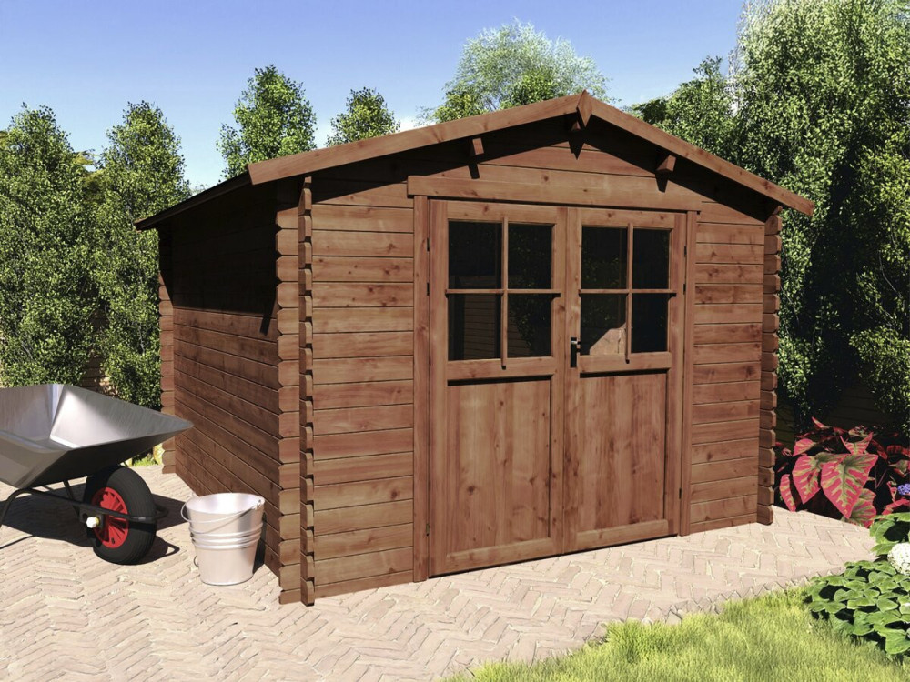 Willow" wooden garden shed - 9,3 m² - 28 mm - Brown