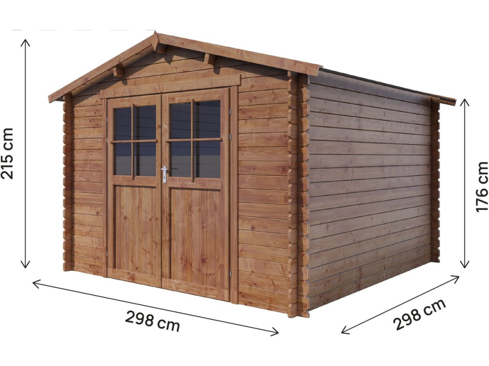 Willow" wooden garden shed - 9,3 m² - 28 mm - Brown
