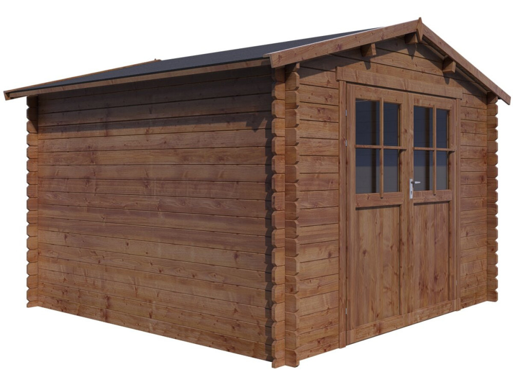 Willow" wooden garden shed - 9,3 m² - 28 mm - Brown