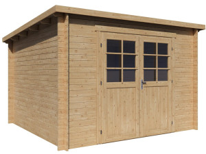 Rowan" single-slope wooden garden shed - 9.5 m² - 28 mm - Beige
