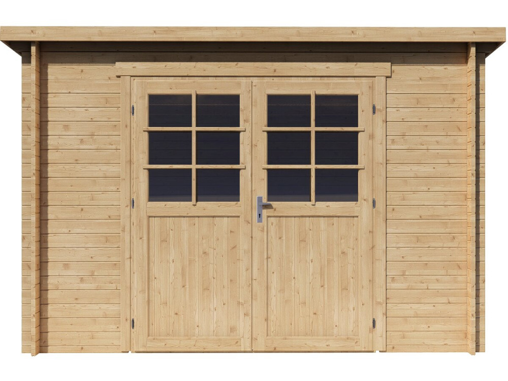 Rowan" single-slope wooden garden shed - 9.5 m² - 28 mm - Beige