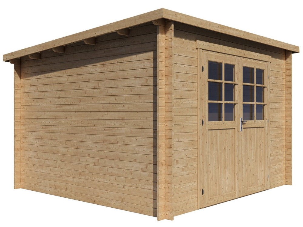 Rowan" single-slope wooden garden shed - 9.5 m² - 28 mm - Beige