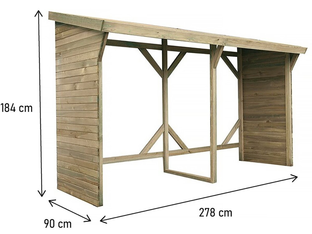Log cabin - 2.5 m² - 2.78 x 0.90 x 1.85 m- 5 Stères