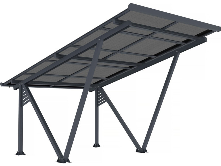 Solar carport with photovoltaic panels - 366 x 575 x 366 cm - Grey - 4.1 kW