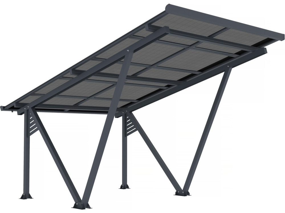 Solar carport with photovoltaic panels - 366 x 575 x 366 cm - Grey - 4.1 kW