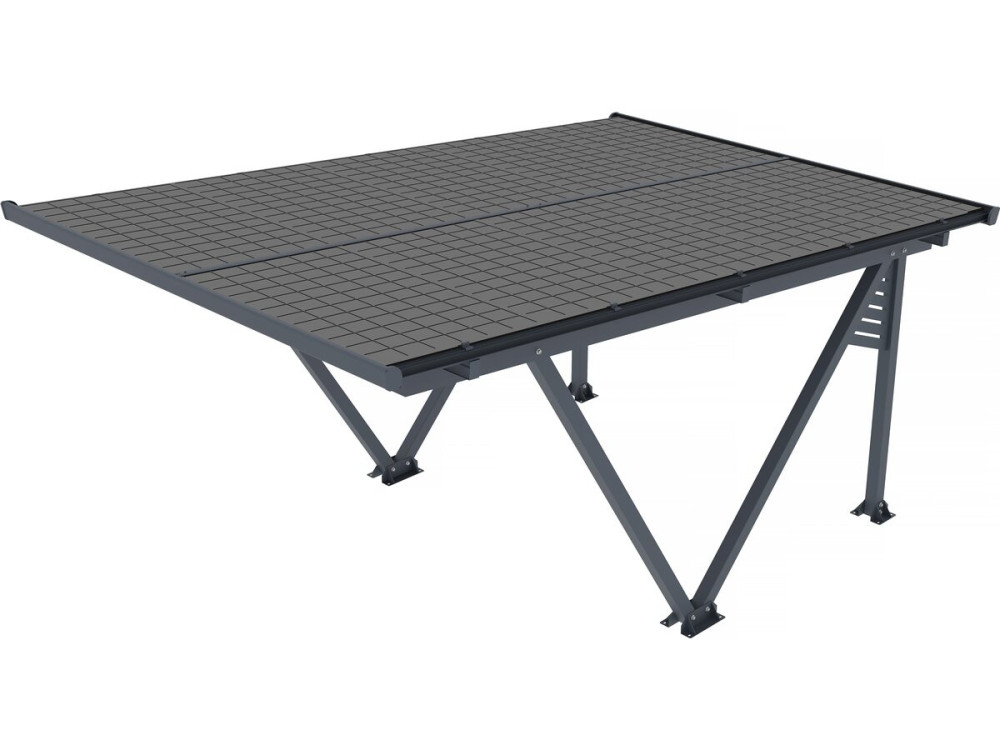 Solar carport with photovoltaic panels - 366 x 575 x 366 cm - Grey - 4.1 kW