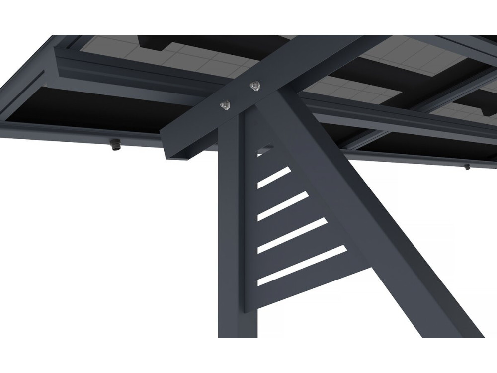 Solar carport with photovoltaic panels - 366 x 575 x 366 cm - Grey - 4.1 kW