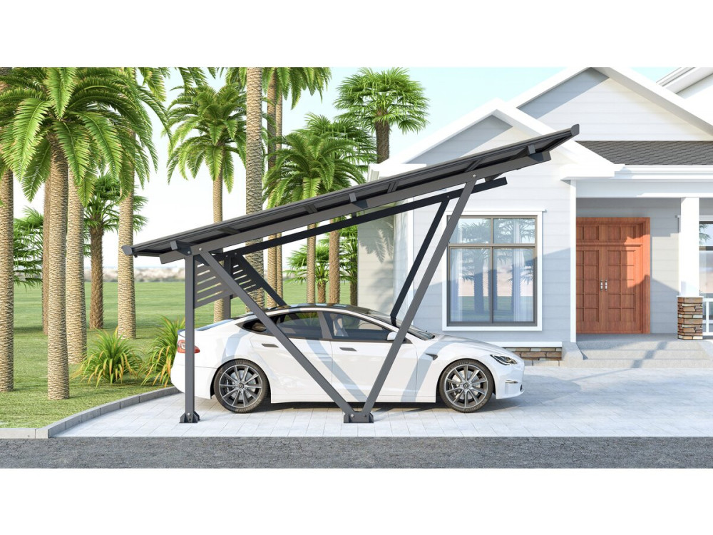 Solar carport with photovoltaic panels - 366 x 575 x 366 cm - Grey - 4.1 kW