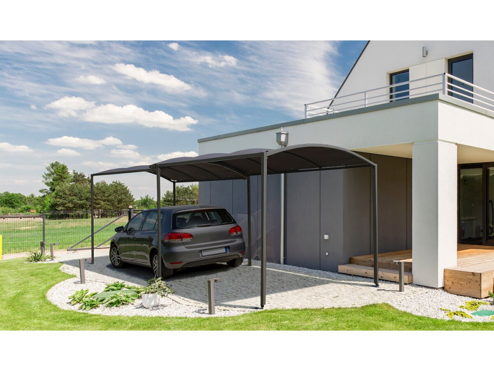 Extendable metal carport "Mathis" - 303/566 x 295 x 240 cm - Anthracite