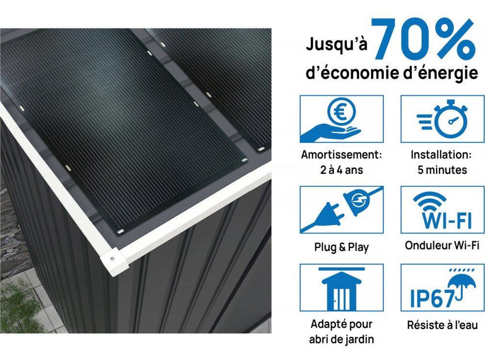 Metal garage "Houston" - 15.36 m² With solar panel - Anthracite