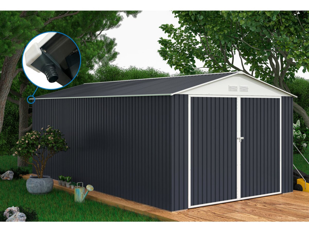 Houston metal garage - 18.56m² with gutter - Anthracite
