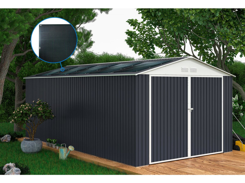 Houston metal garage - 18.56 m² with solar panel - Anthracite