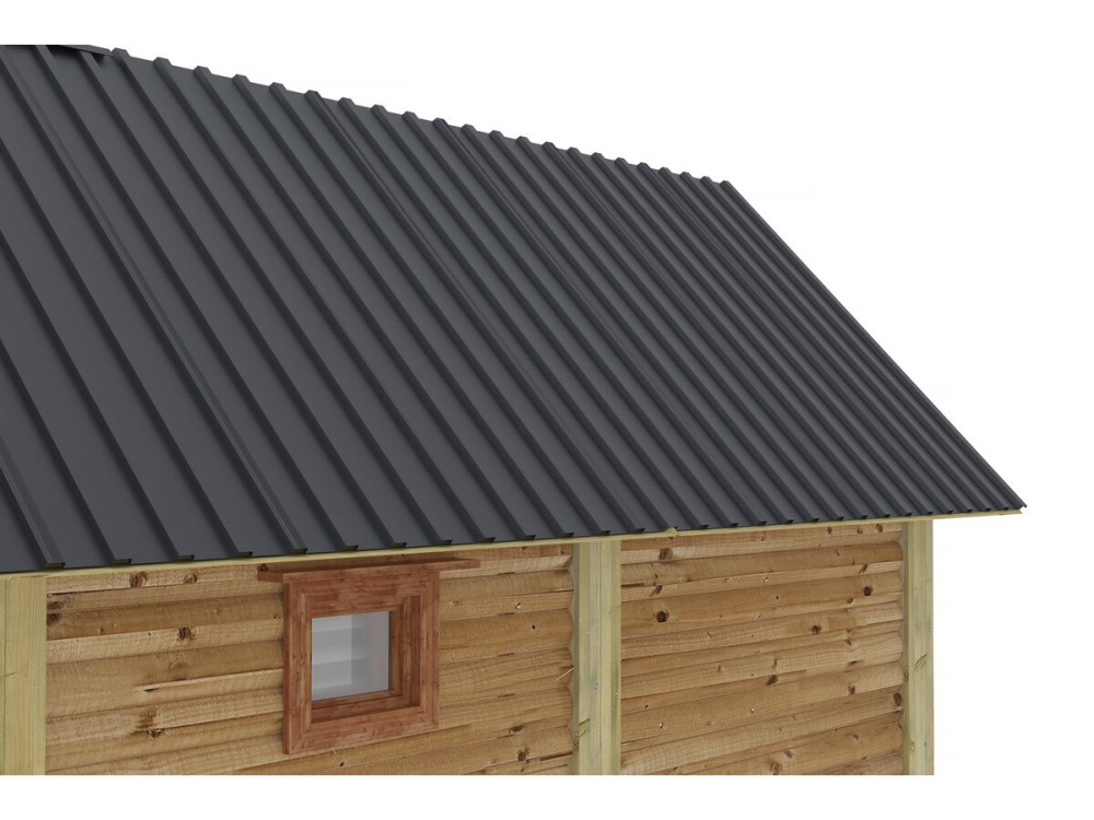 Set of 12 "Atlanta" galvanized steel cladding sheets - 129 x 42 cm - Grey