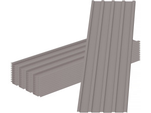 Set of 12 "Atlanta" galvanized steel cladding sheets - 129 x 42 cm - Taupe