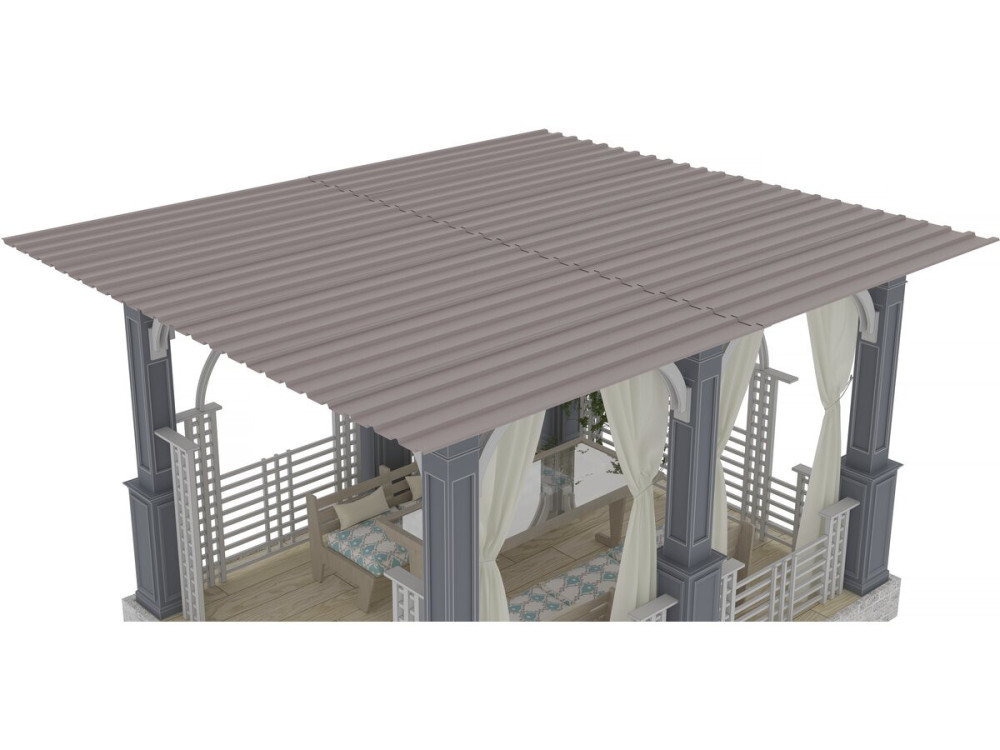 Set of 12 "Atlanta" galvanized steel cladding sheets - 129 x 42 cm - Taupe