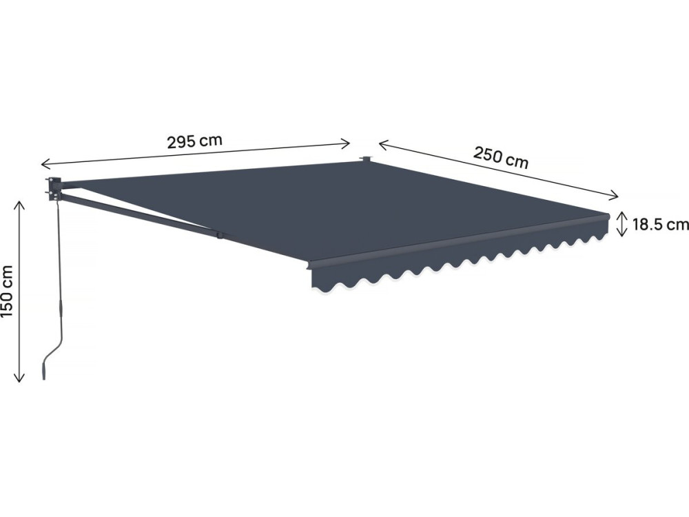 2.5 x 3 m "Ombra 3" retractable aluminium awning - Anthracite grey