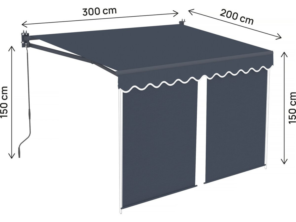 Shadow" awning with aluminium valance 2 x 3 m - Anthracite grey