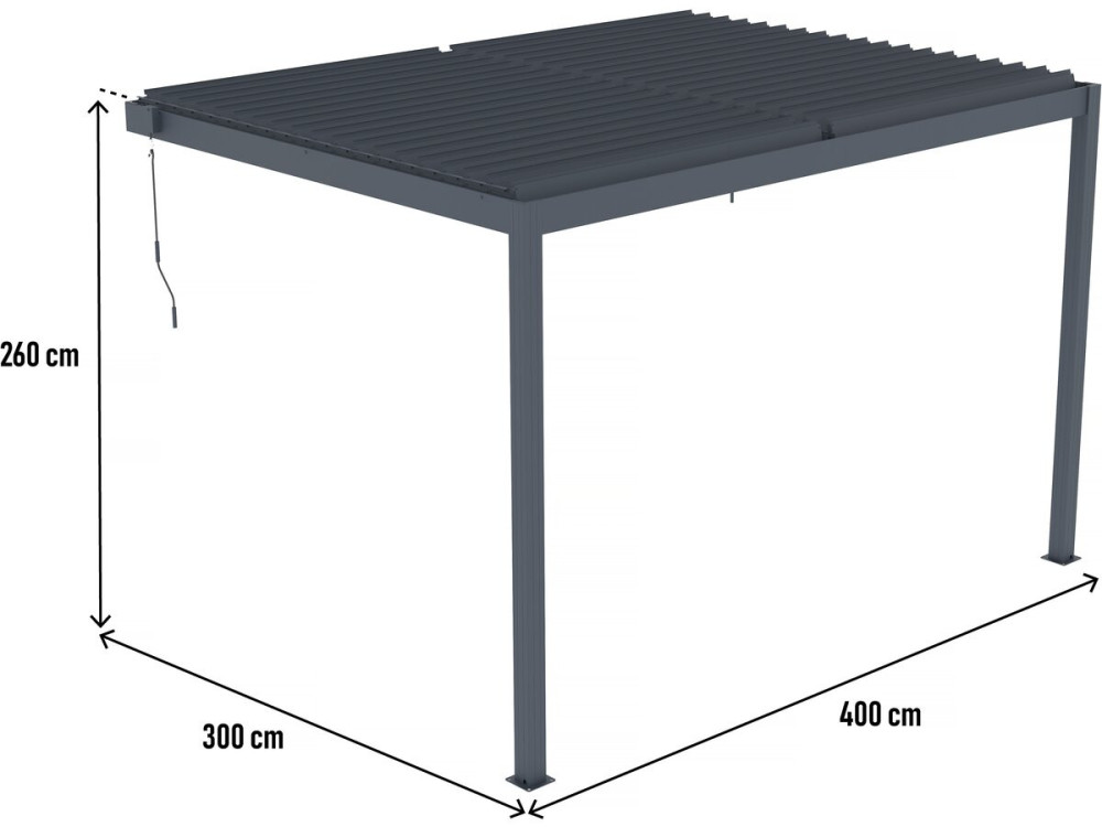 Leaning bioclimatic pergola with LED "Windsor" - 3 x 4 m - Anthracite