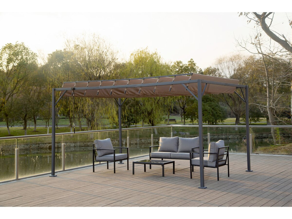 Bioclimatic pergola in "Lodge" fabric 3 x 4 m - Taupe
