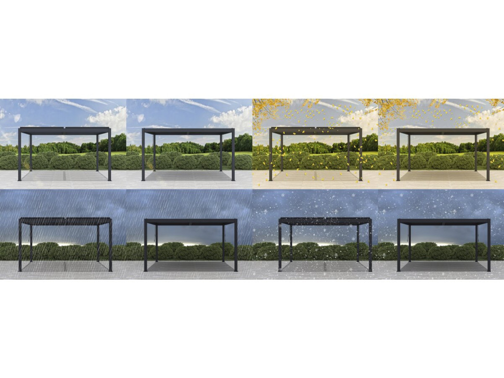Windsor" aluminium bioclimatic pergola - 3 x 4 m - Anthracite