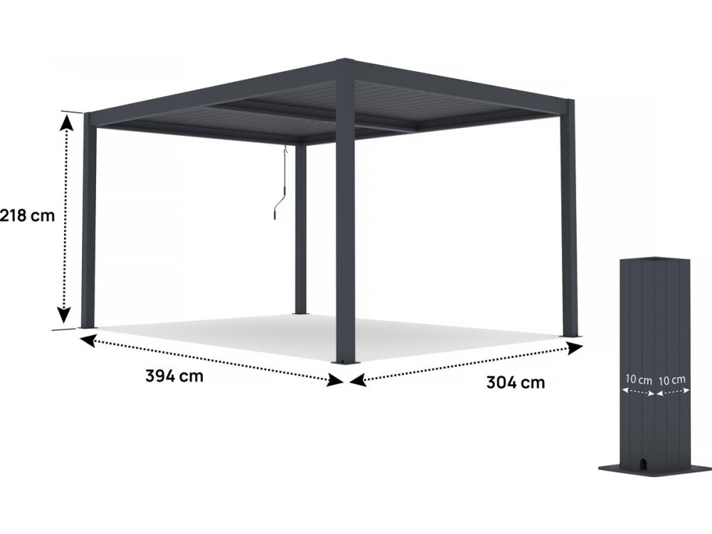 Windsor" aluminium bioclimatic pergola - 3 x 4 m - Anthracite