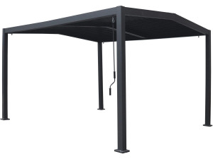 Bioclimatic pergola "Victoria" 2-slope roof in aluminium and metal - 3.5 x 4 m - Grey