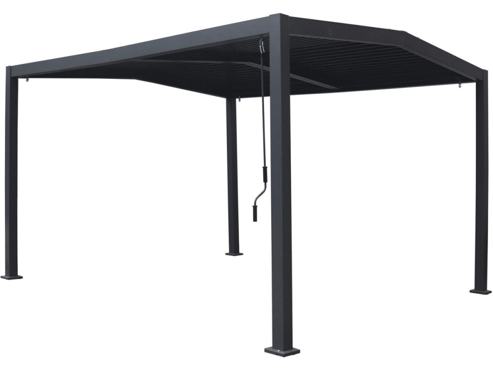 Bioclimatic pergola "Victoria" 2-slope roof in aluminium and metal - 3.5 x 4 m - Grey