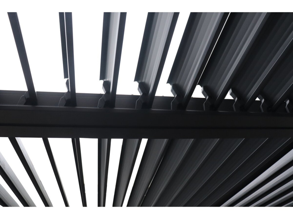 Bioclimatic pergola "Victoria" 2-slope roof in aluminium and metal - 3.5 x 4 m - Grey