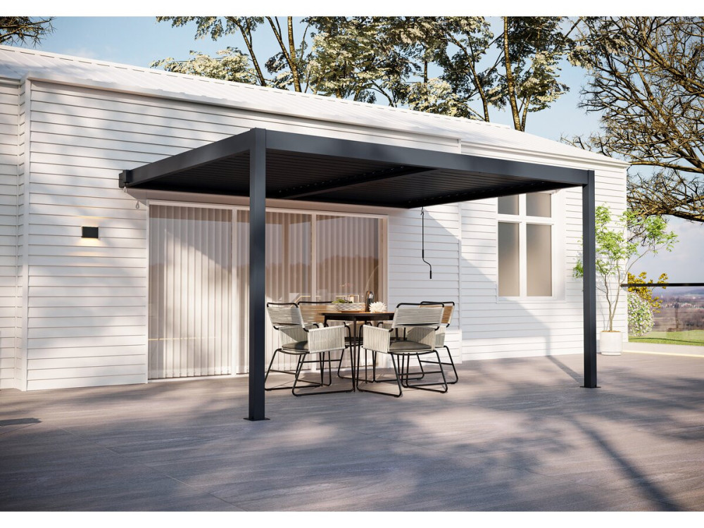 "Windsor" Aluminum Lean-To Pergola - Anthracite Gray - 3 x 4 m