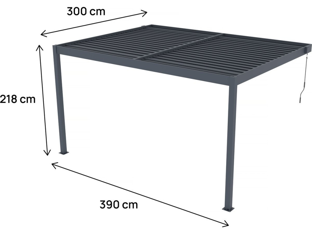 "Windsor" Aluminum Lean-To Pergola - Anthracite Gray - 3 x 4 m