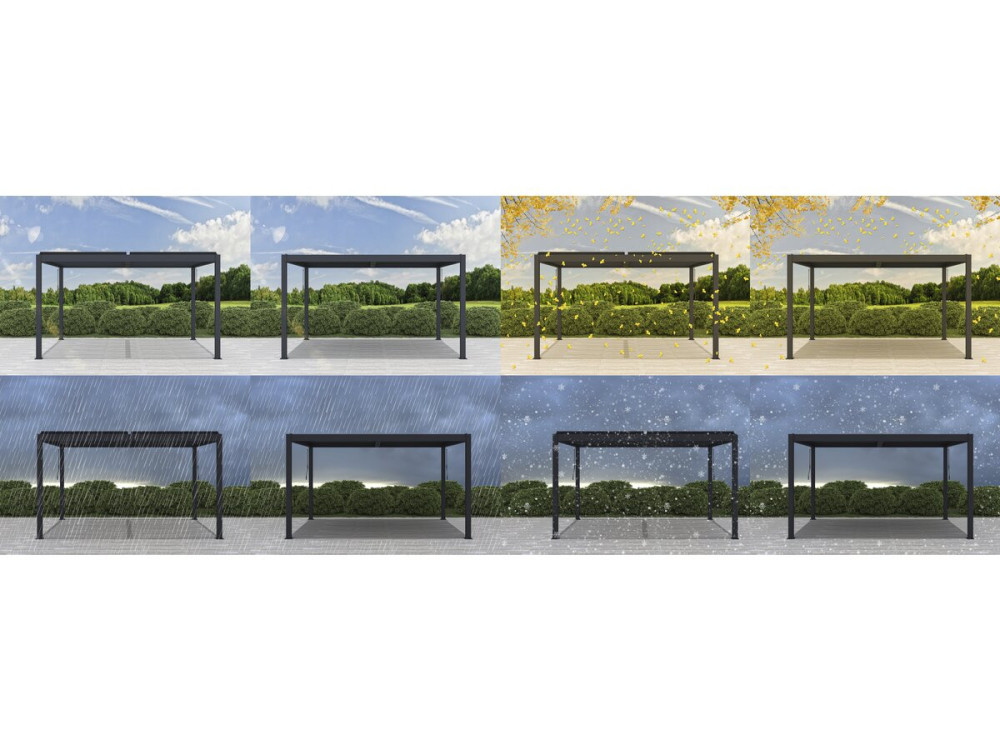 Electric bioclimatic pergola with LED "Windsor" in aluminum 3 x 4 - Gray