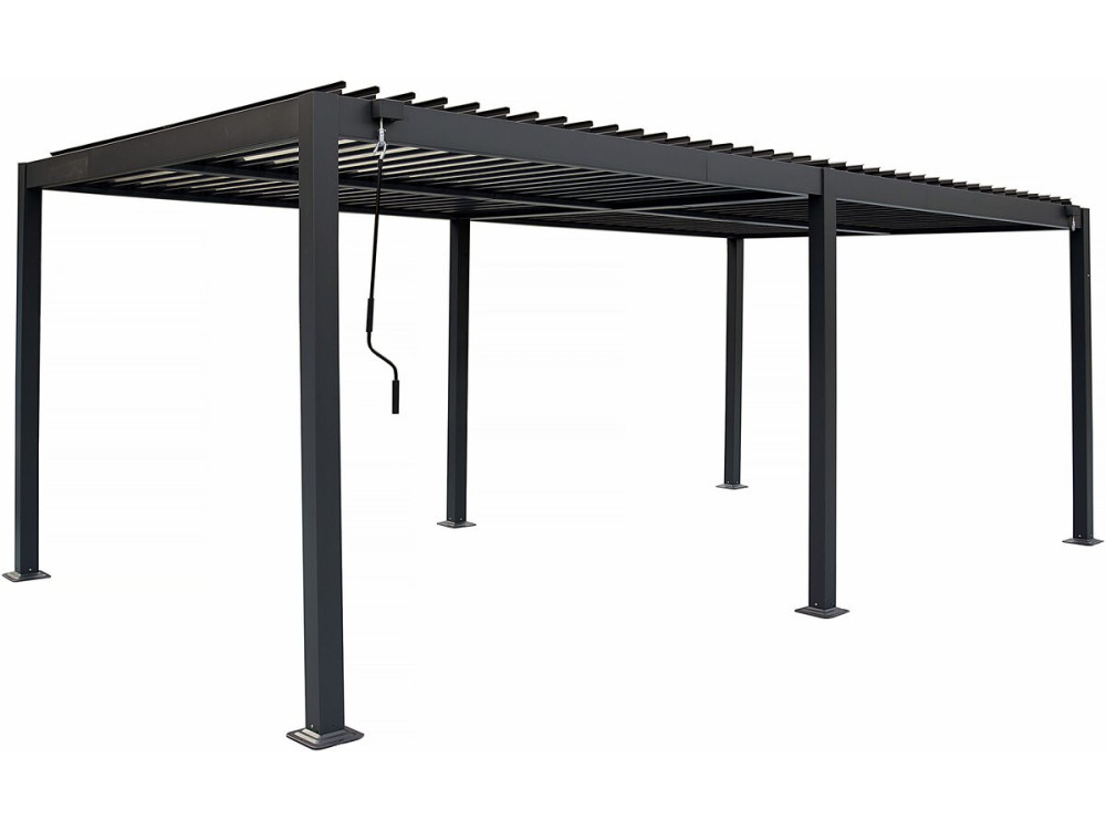 Kensington" aluminium free-standing bioclimatic pergola - 3 x 6 m - Grey