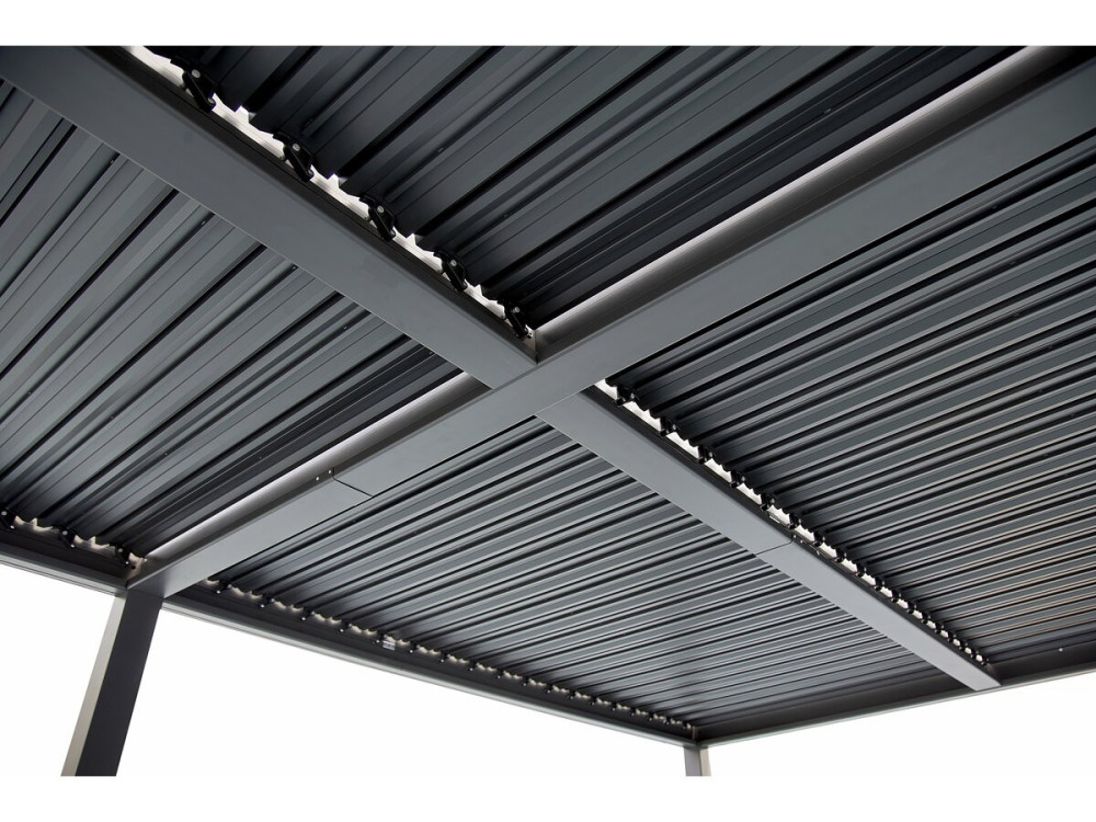 Kensington" aluminium free-standing bioclimatic pergola - 3 x 6 m - Grey