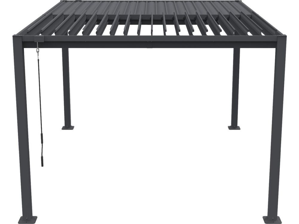 Howard" bioclimatic pergola with curtain and mosquito net - 3 x 4 m - Grey