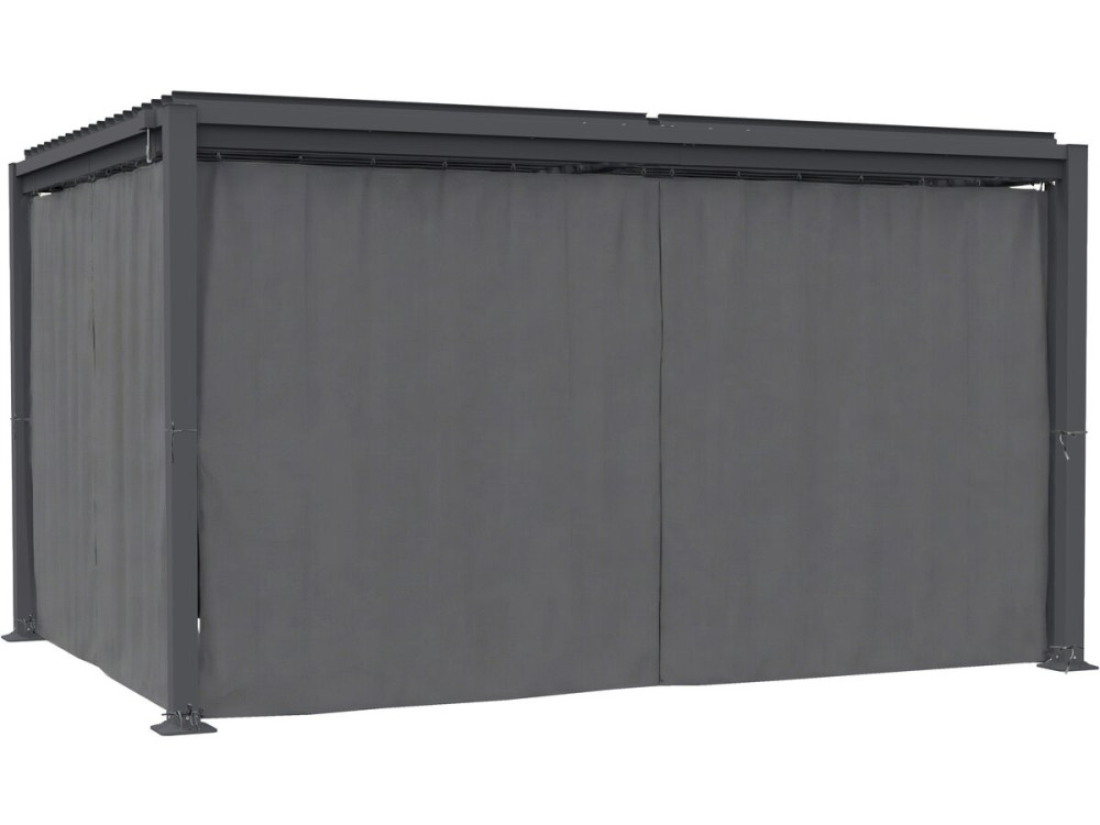Howard" bioclimatic pergola with curtain and mosquito net - 3 x 4 m - Grey