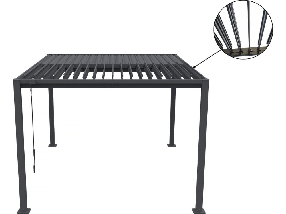 Howard" bioclimatic pergola with galvanized steel awning - 3 x 4 m - Grey
