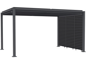 Howard" bioclimatic pergola with 3 galvanized steel louvers - 3 x 4 m - Grey