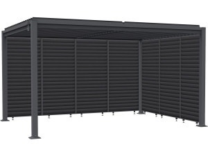 Howard" bioclimatic pergola with 7 galvanized steel louvers - 3 x 4 m - Grey
