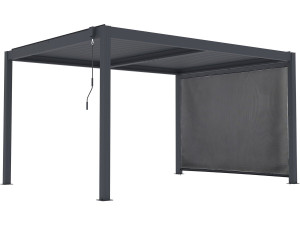 Windsor premium" bioclimatic pergola with led and aluminium awning - 3 x 4 m - Grey