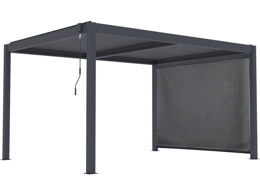 Windsor premium" bioclimatic pergola with led and aluminium awning - 3 x 4 m - Grey