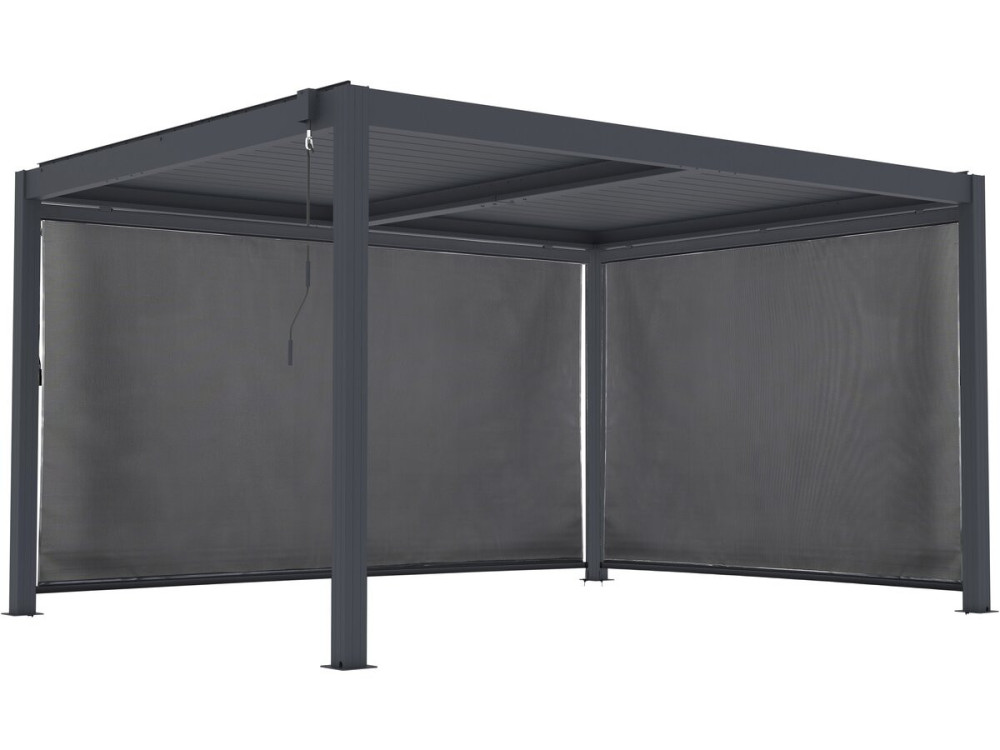 Bioclimatic pergola with led and 2 aluminium awnings "Windsor premium" - 3 x 4 m - Grey