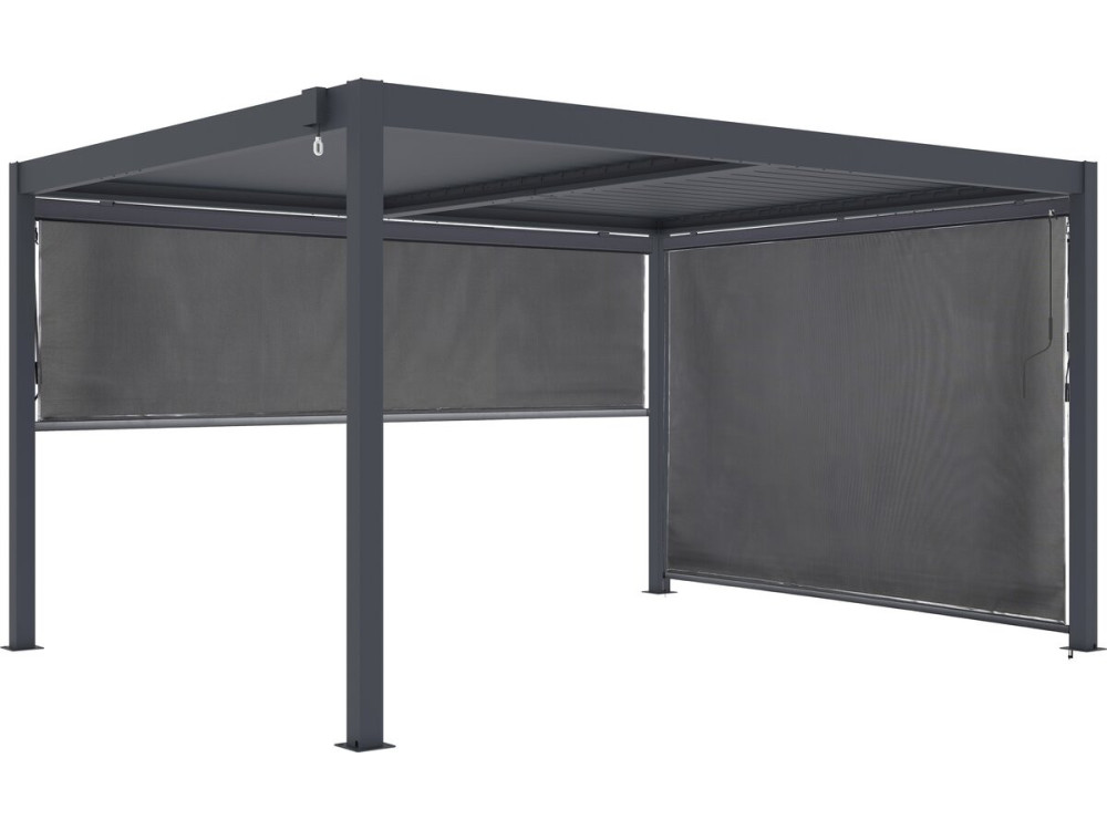 Bioclimatic pergola with 2 aluminium awnings "Windsor" - 3 x 4 m - Grey