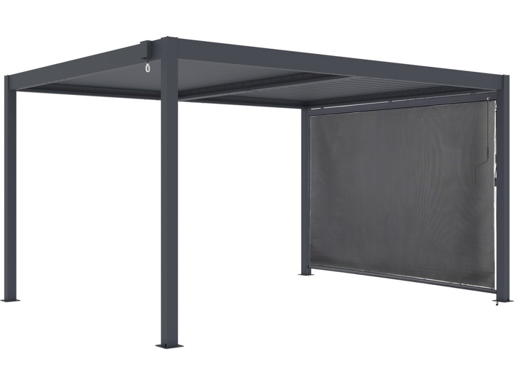 Windsor" bioclimatic pergola with aluminium awning - 3 x 4 m - Grey
