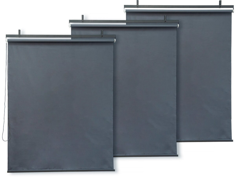 Set of 3 retractable metal blinds - 124.5 x 225 cm - Anthracite grey