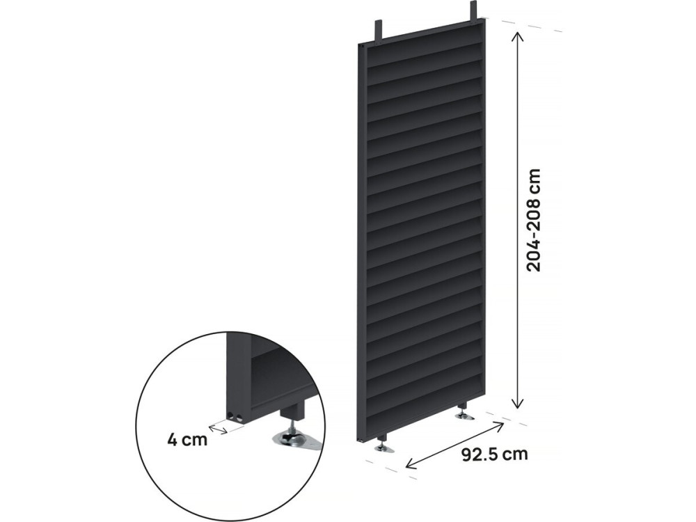 Clifford" galvanized steel bioclimatic pergola shutter - 92 x 4 x 208 cm - Grey