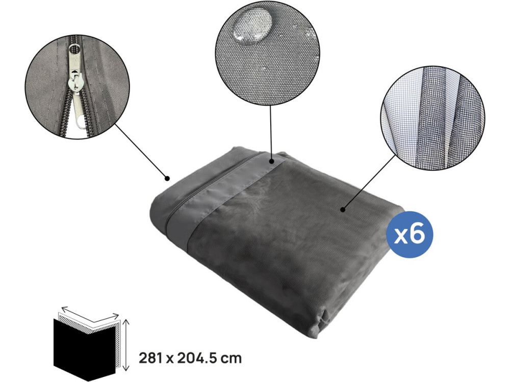 Kensington" curtain for bioclimatic pergola - 3 x 6 m - Grey