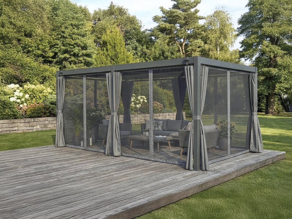Kensington" curtain for bioclimatic pergola - 3 x 6 m - Grey