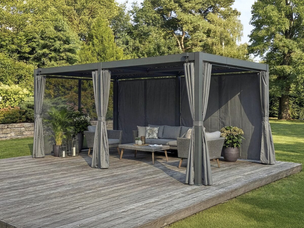Kensington" curtain for bioclimatic pergola - 3 x 5 m - Grey